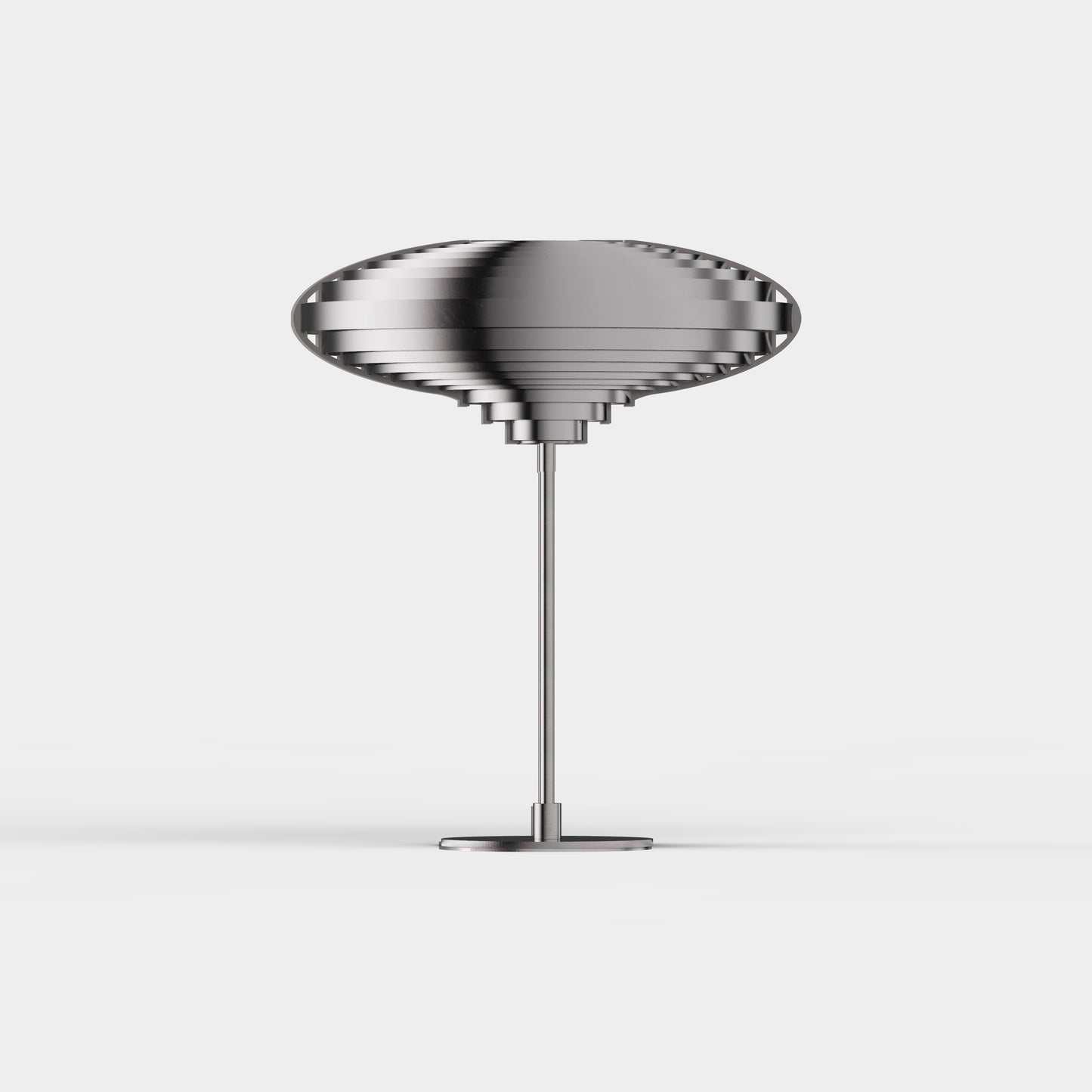 ellipse form, table lamp ,stainles steel, front view