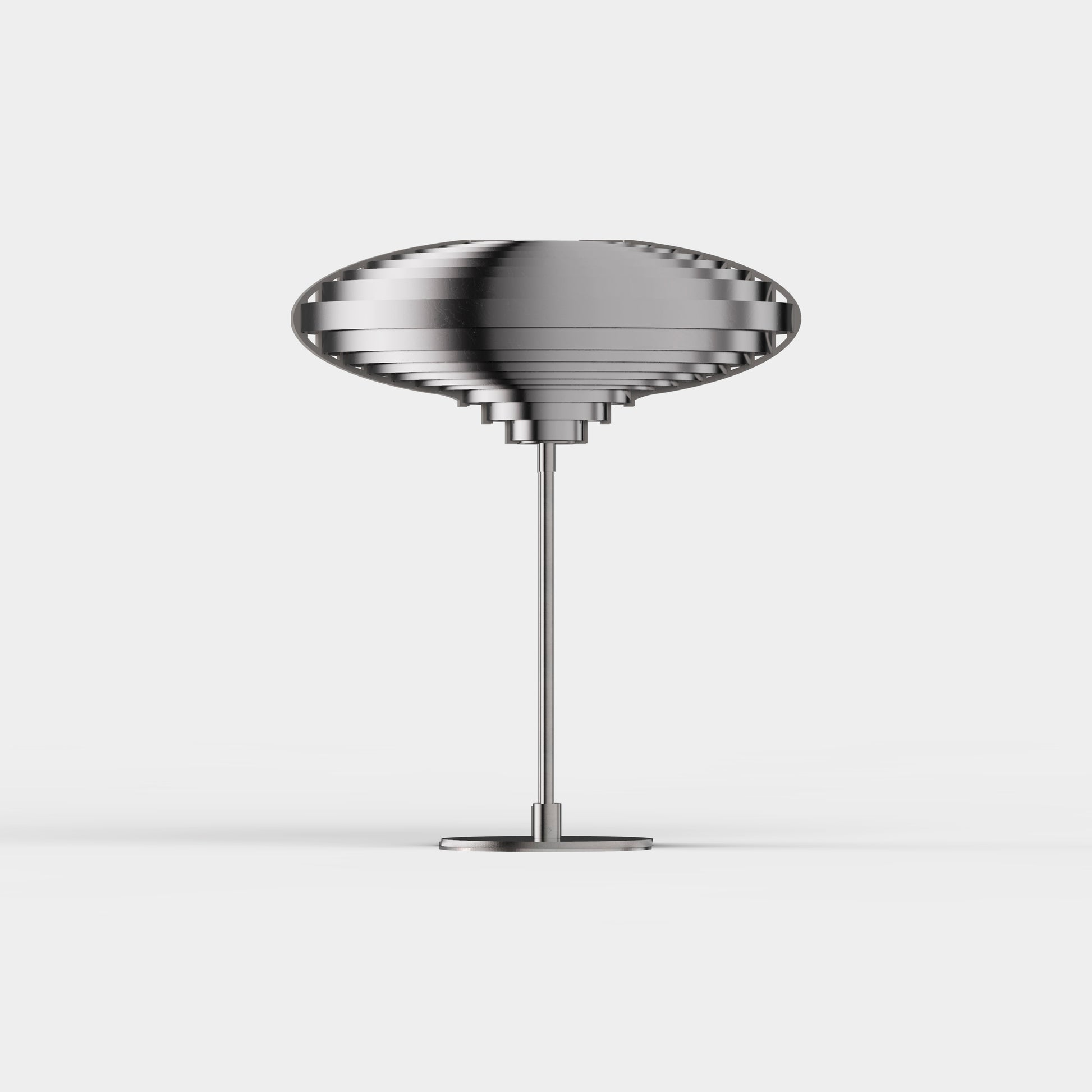 ellipse form, table lamp ,stainles steel, front view