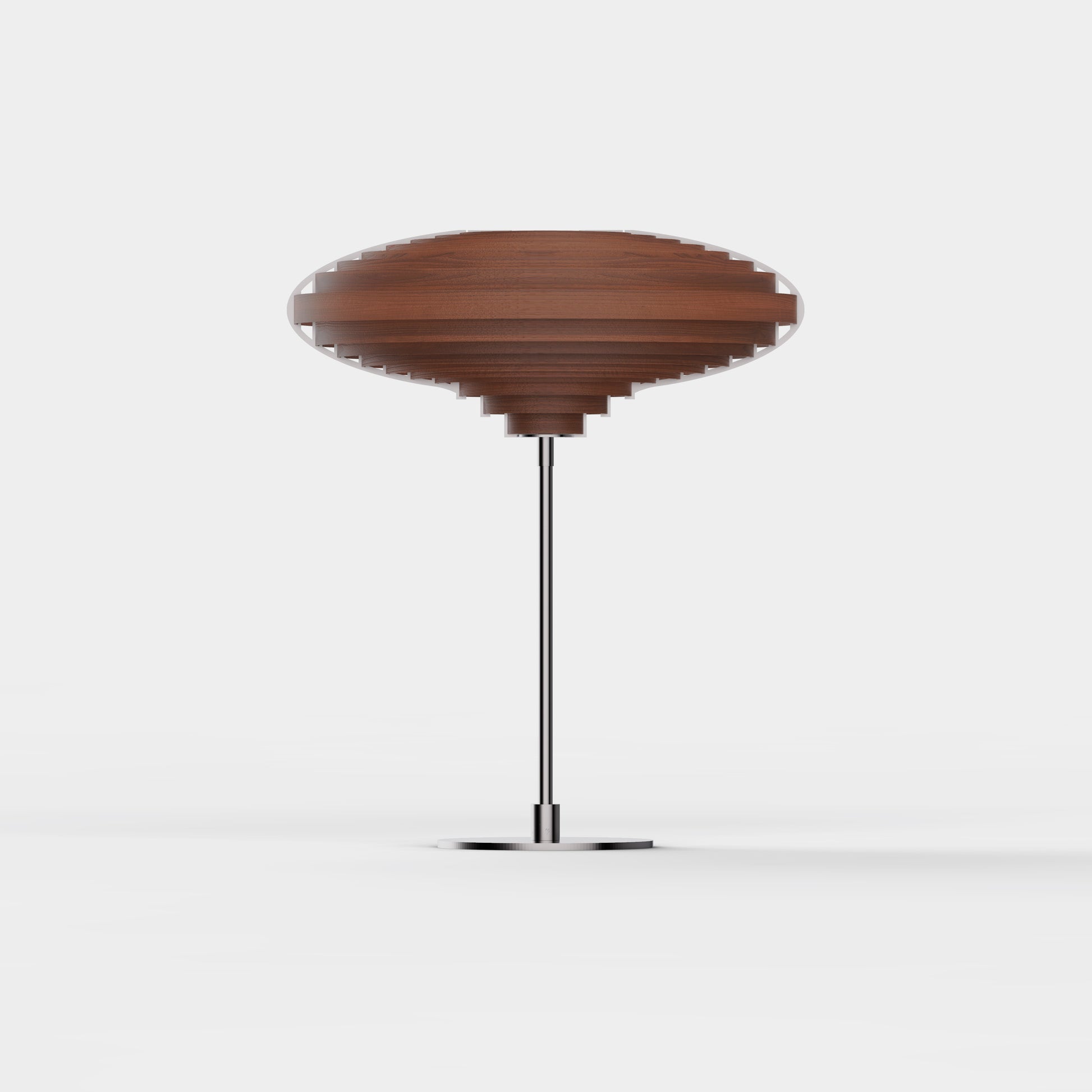 ellipse form, table lamp ,walnut , Wood lamp,, front view