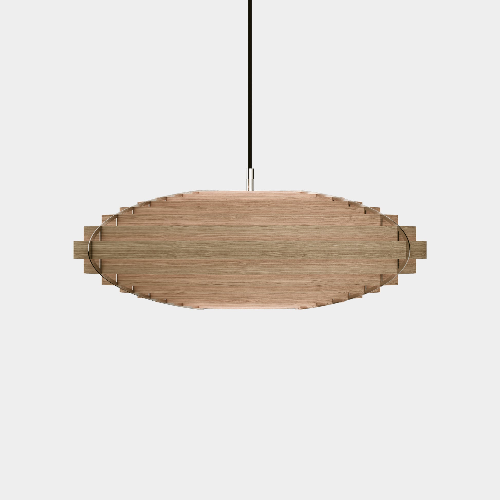 Ellipse form, Pendant light, wood lamp, Oak, ignited, viewed from front