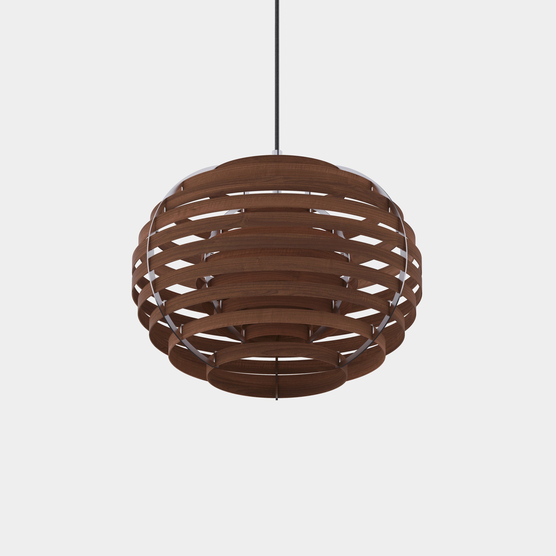 Moon lamp, walnut , pendant light, wood lamp, stainless frame , bellow view